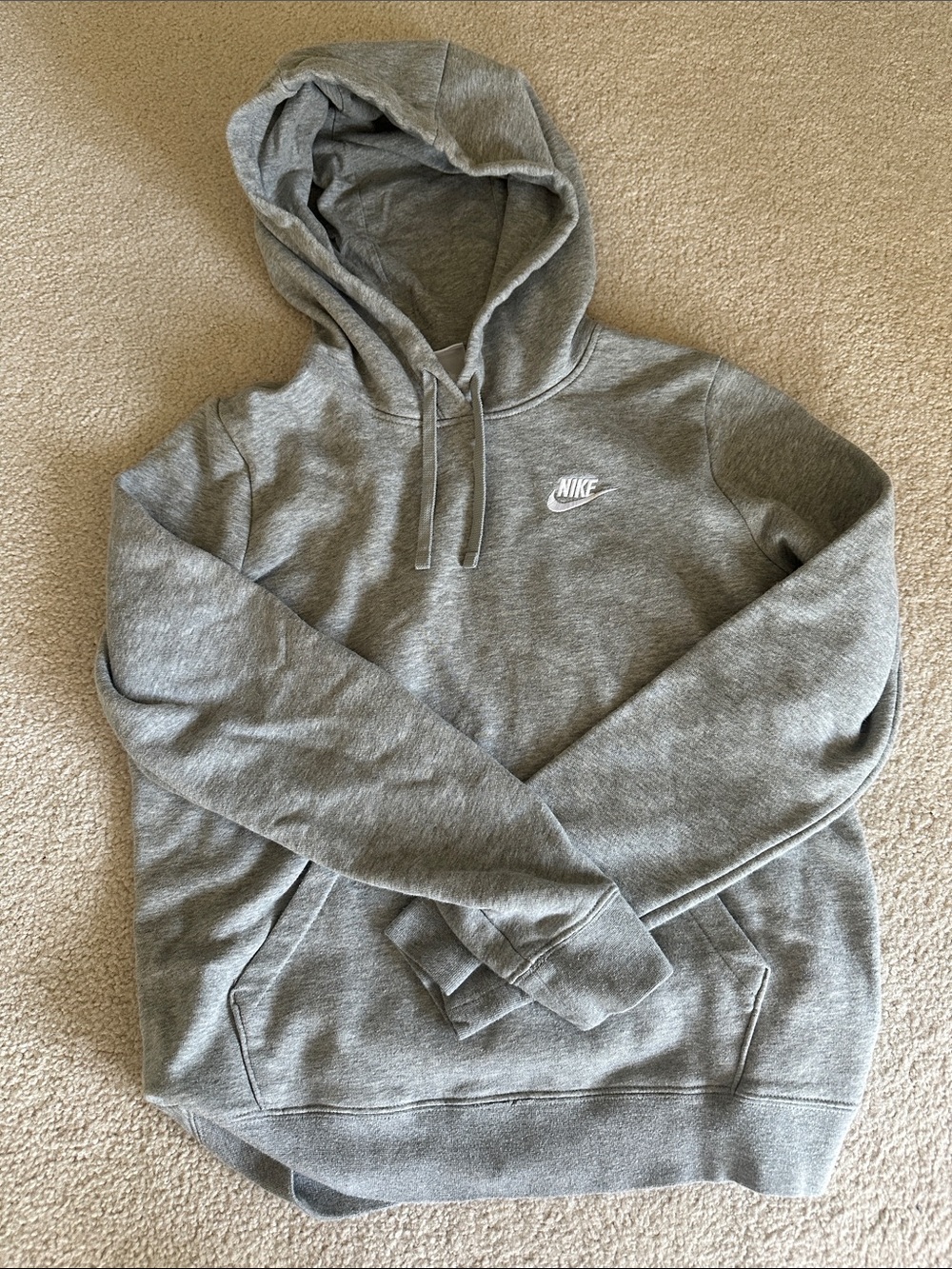 Nike Grey  Unisex Pullover Hoodie with White Swoosh Logo